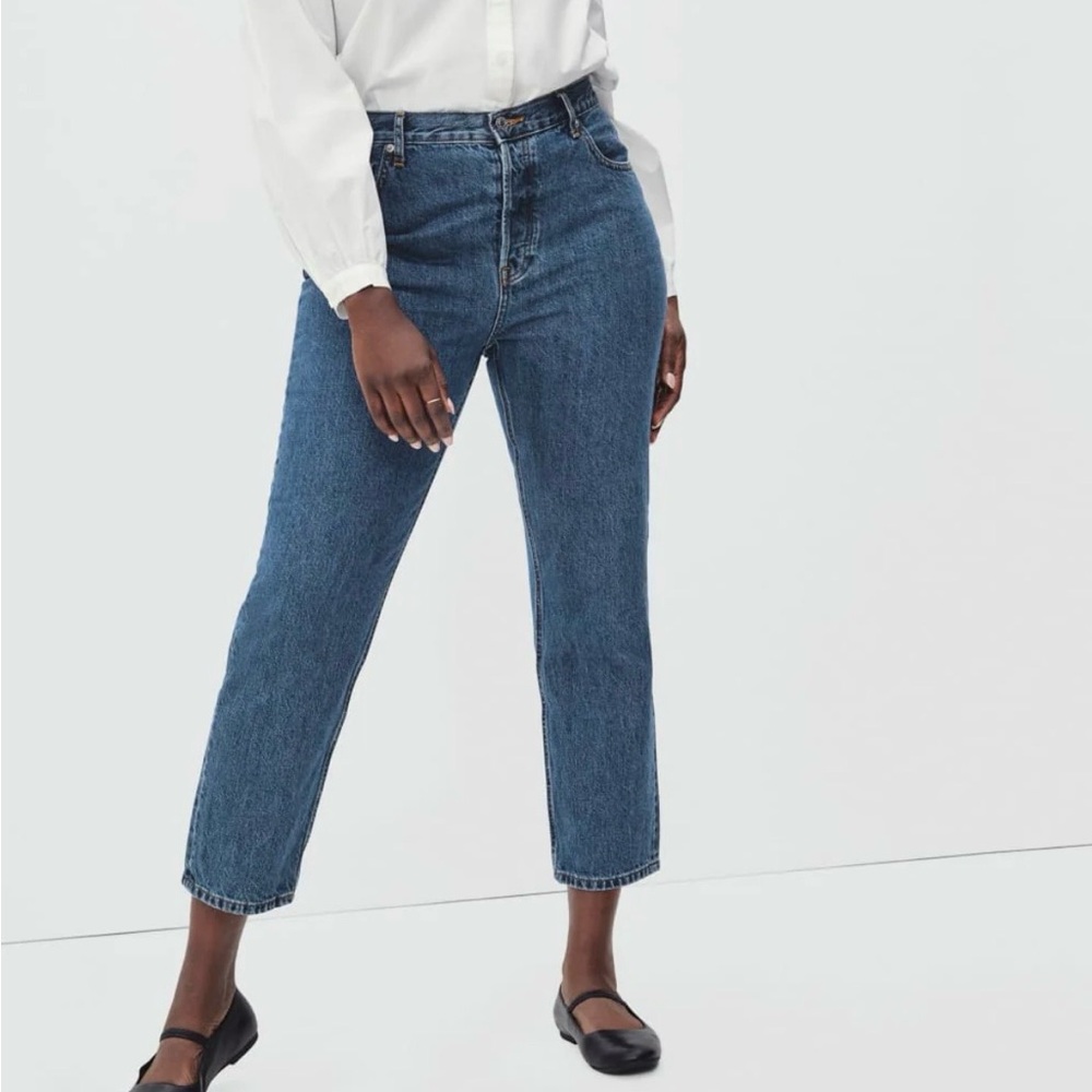 NWT Everlane Curvy 90s Cheeky High Rise Crop Jeans Vintage Mid Blue 28